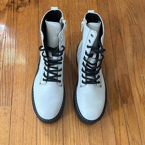 H&M White faux leather platform boots